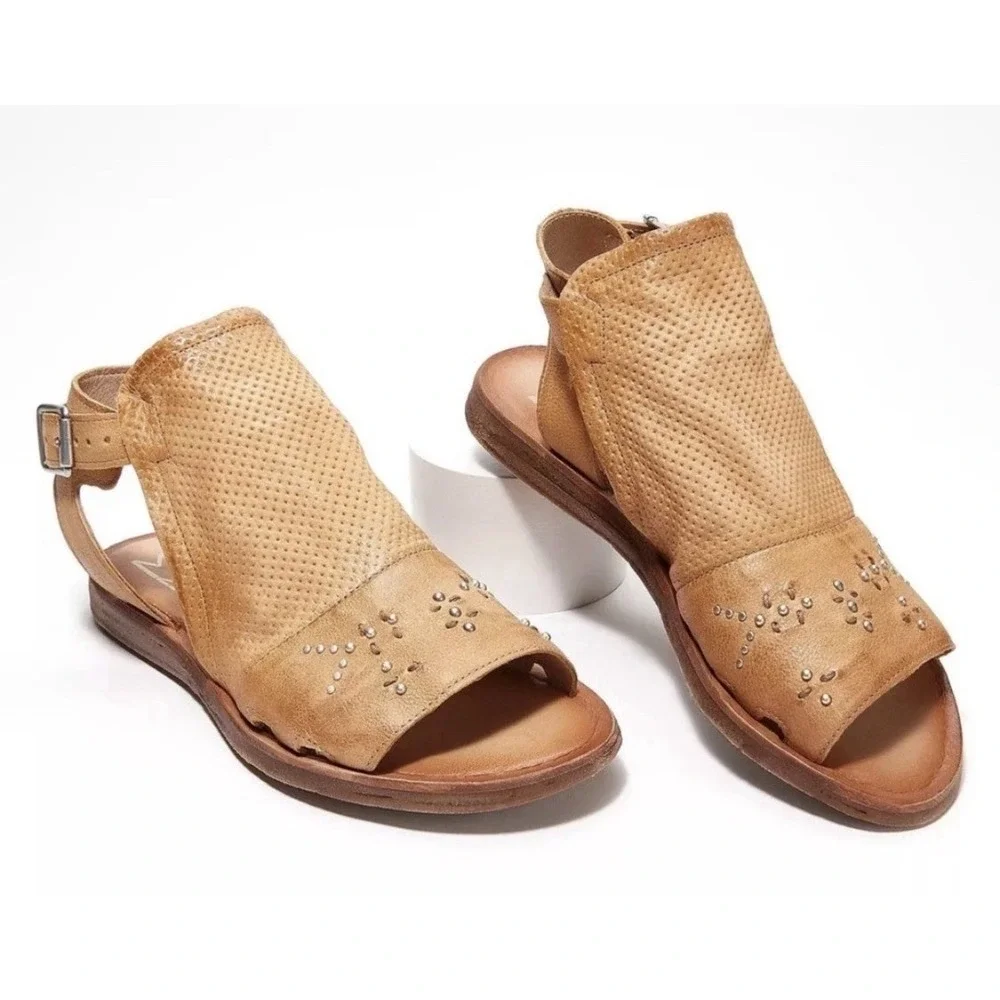 Miz Mooz Fifi Women's Sandals US Size 39 US 8.5 W Brown Wheat Leather!